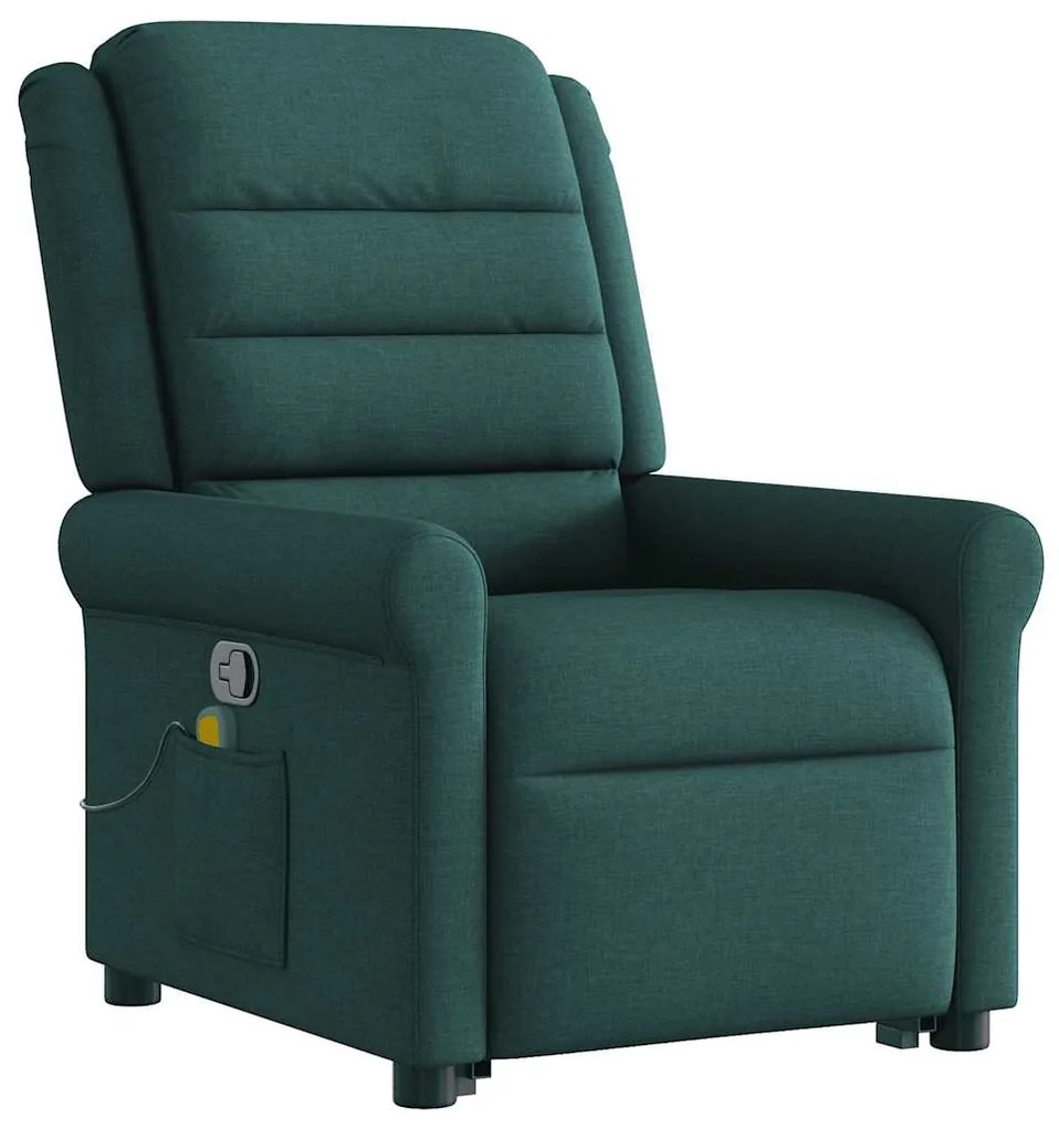 Poltrona reclinável elevatória de massagens tecido verde-escuro