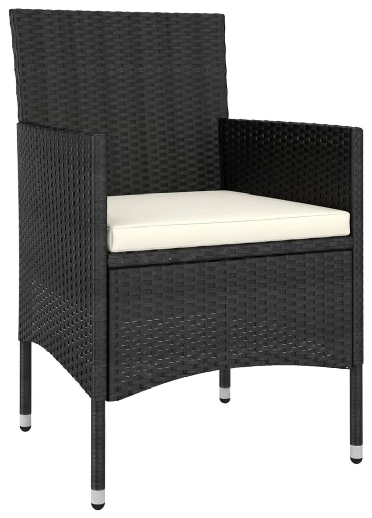 5 pcs conjunto lounge de jardim vime PE preto