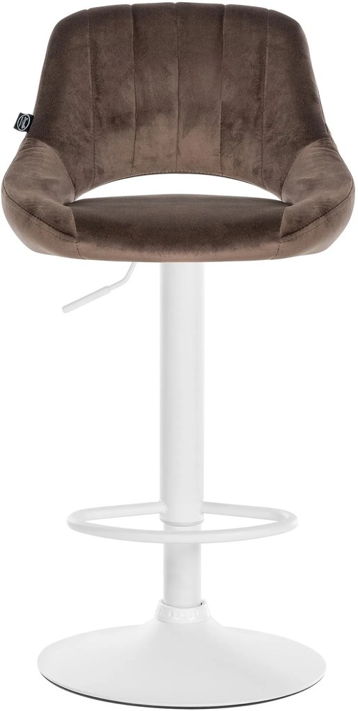Banco alto Milet em veludo com estrutura branca 85-106 x 47 x 48 cm Castanho