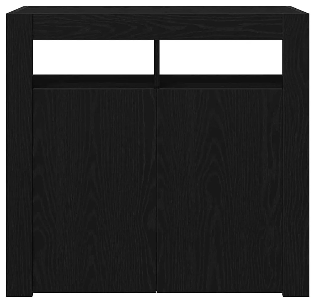 Buffet vidaXL com Luzes LED em Carvalho Preto 80x35x75 cm em Madeira R