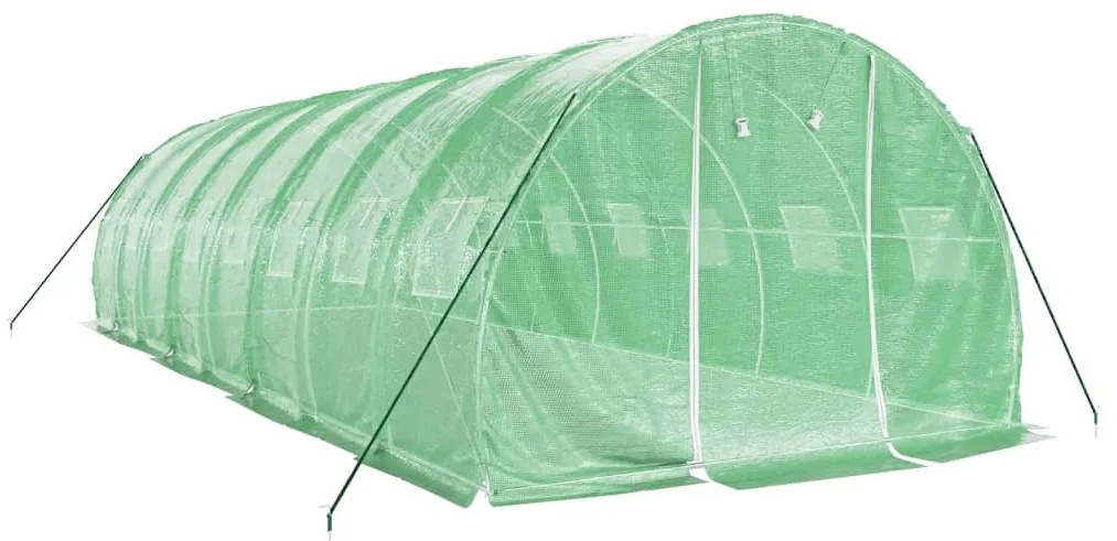 Estufa com estrutura de aço 24 m² 8x3x2 m verde