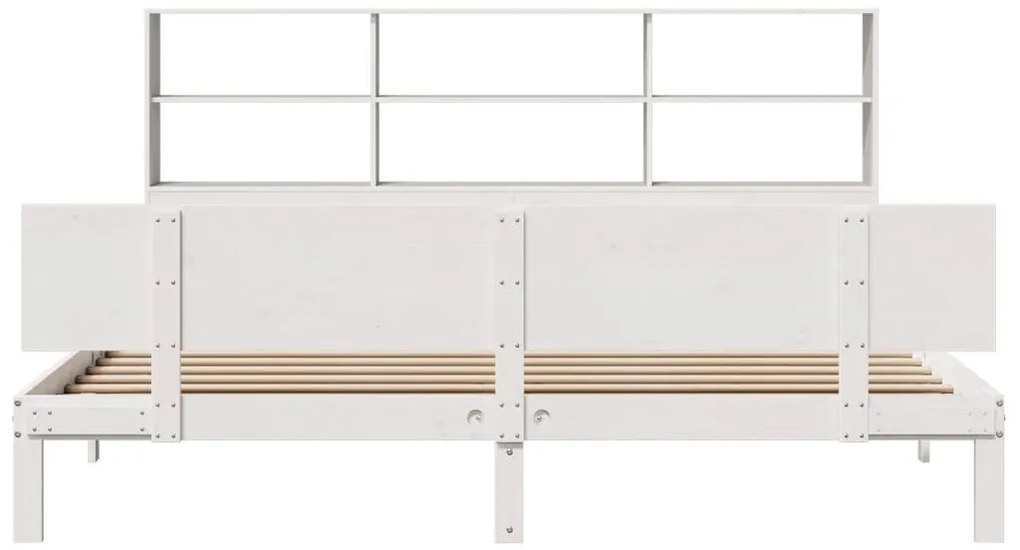 Cama com estante sem colchão 180x200 cm pinho maciço branco