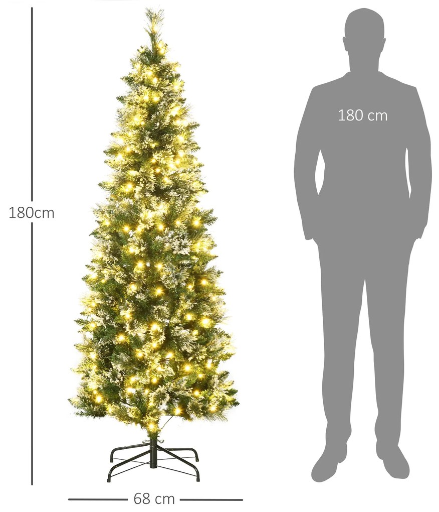 HOMCOM Árvore de Natal Artificial 180 cm com 240 Luzes LED Árvore de N