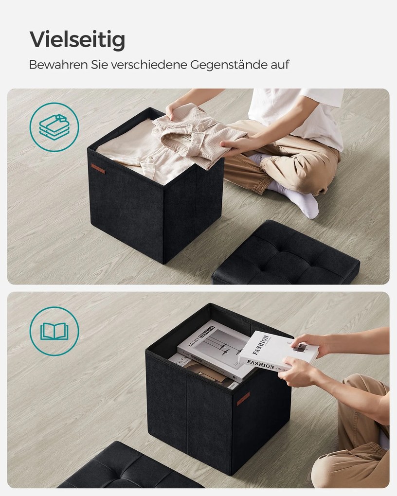 Banco com espaço de arrumação 38 x 38 x 38 cm Preto