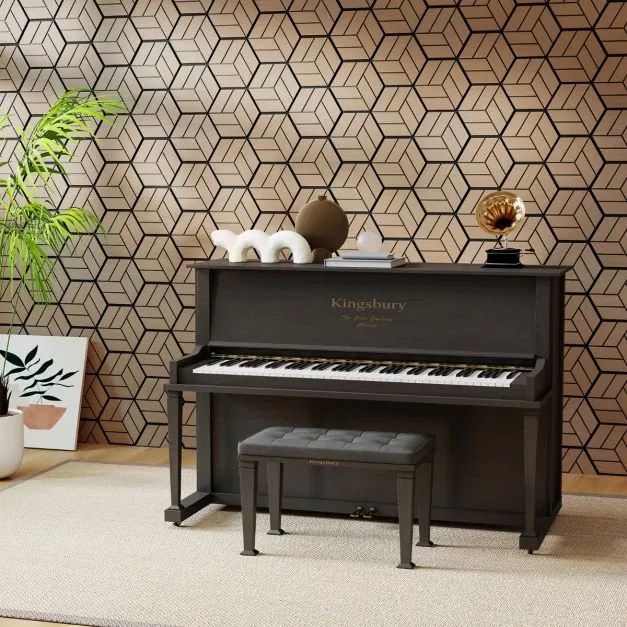 Conjunto de 4 painéis acústicos 81 x 66 cm com 9 painéis hexagonais de madeira para redução de ruído e decoração de tetos e paredes