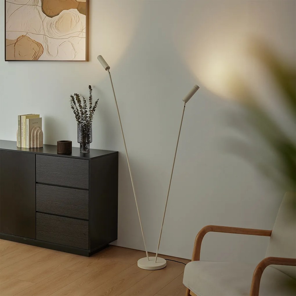 Candeeiro de Pé Moderno Bege 2-Luzes GU10 35mm - Thomas