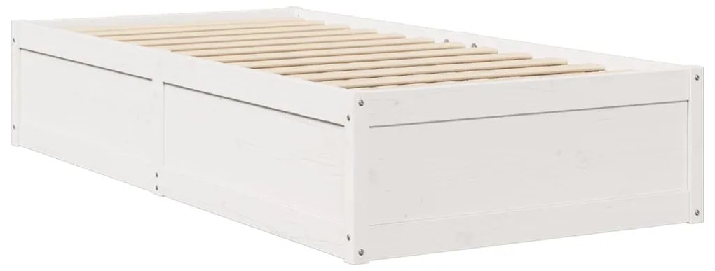 Cama com colchão 90x190 cm madeira de pinho maciça branco