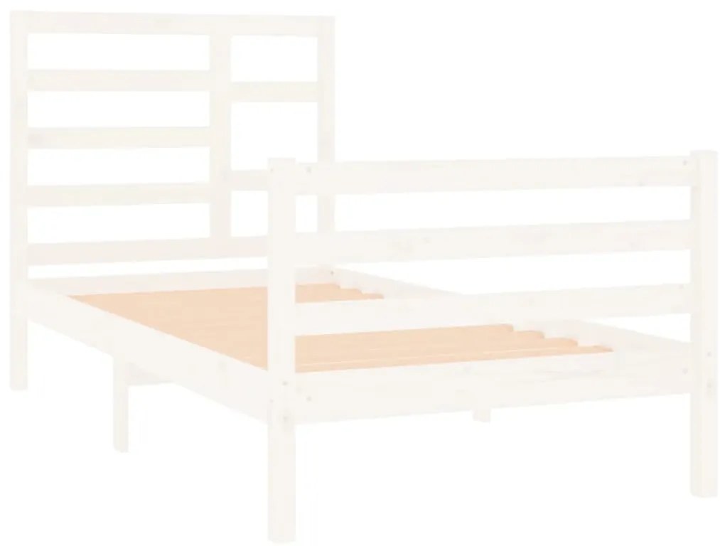 Estrutura cama pequena solteiro 75x190 cm madeira maciça branco