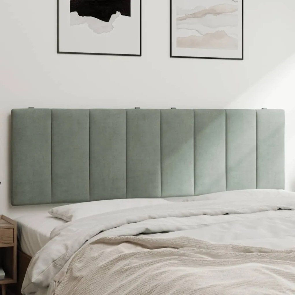 Almofadão de cabeceira 160 cm veludo cinzento-claro