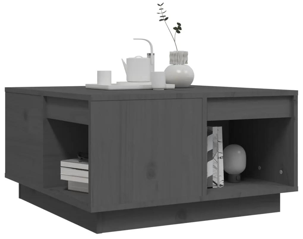 Mesa de centro 60x61x32,5 cm madeira de pinho maciça cinzento