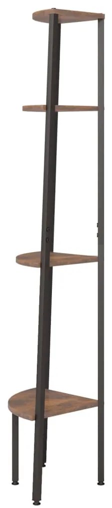 Estante canto 4 prat. 45,5x31,5x150 cm castanho-escuro/preto
