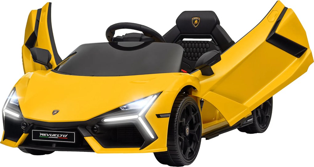 Carro elétrico de 12 V com licença da Lamborghini - Carro elétrico com controlo remoto, velocidade de 3-5 km/h, para crianças dos 3 aos 5 anos, amarel