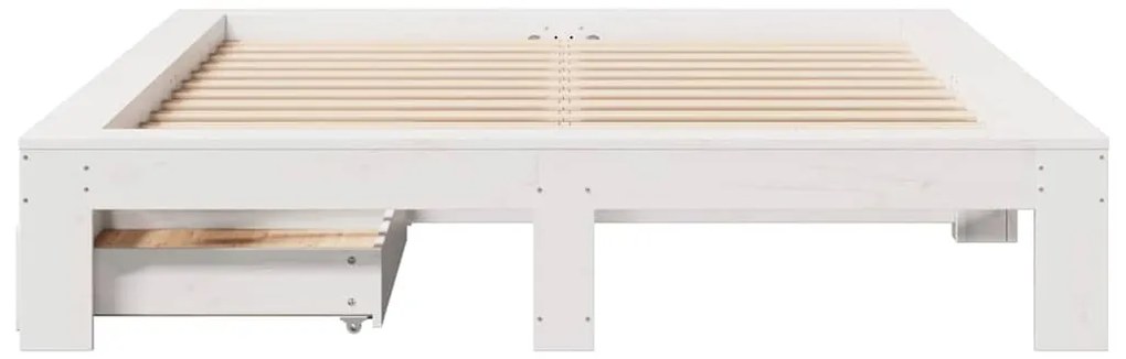 Cama sem colchão 150x200 cm madeira de pinho maciça branco