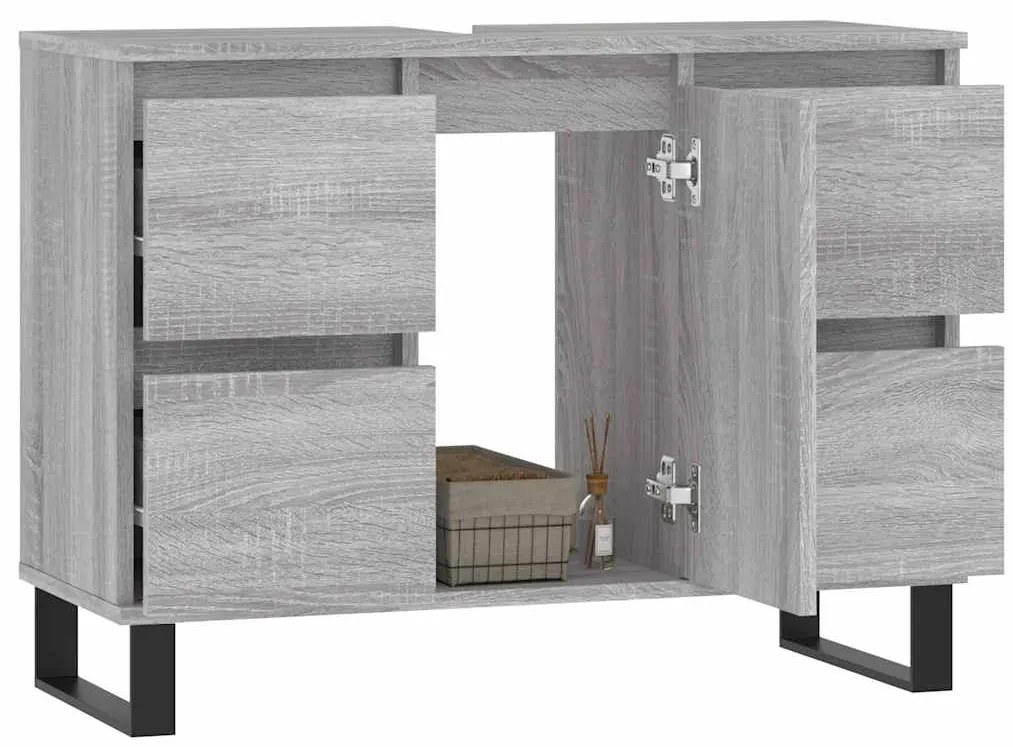 Armário de casa de banho 80x33x60 cm deriv.madeira cinza sonoma