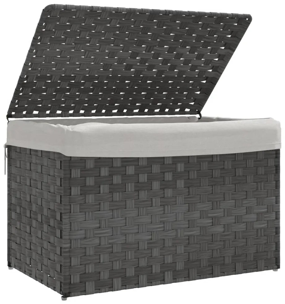 Cesto para roupa suja com tampa 55,5x35x34 cm vime PE cinzento