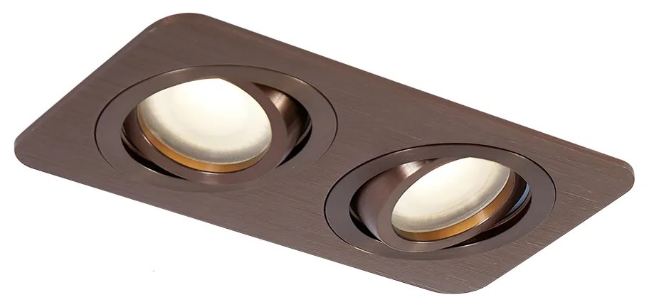 Foco embutido arredondado bronze escuro GU10 50mm giratório e inclinável IP44 2-luzes - Alberto Moderno