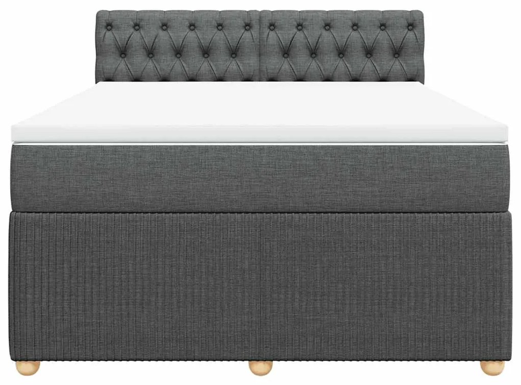 Cama com molas/colchão 140x200 cm tecido cinzento-escuro
