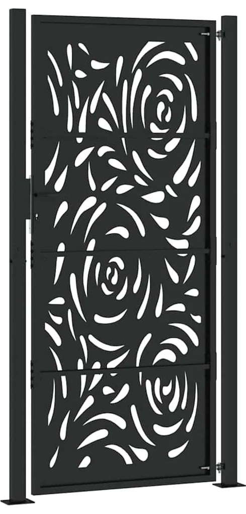 Portão de jardim 105x205 cm preto design de chama de aço
