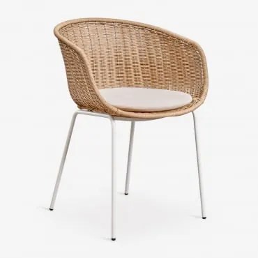 Pack De 2 Cadeiras De Jardim Com Apoios De Braços Em Vime Sintético E Aço New Tulua Tapioca Bege & Tapioca Bege - Sklum