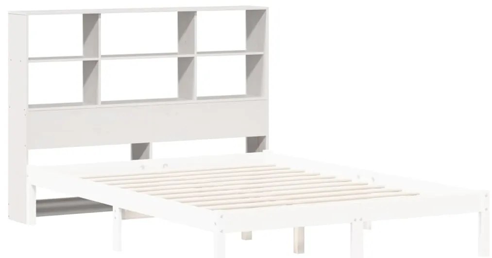Cabeceira com arrumação 120 cm madeira de pinho maciça branco