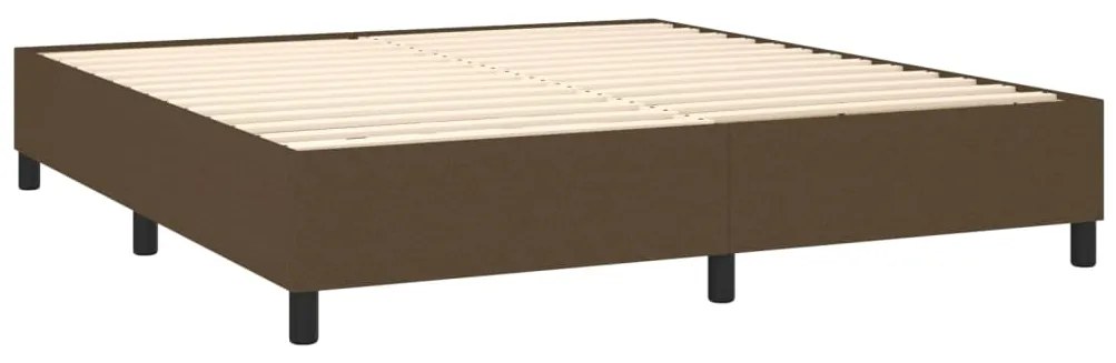 Cama box spring c/ colchão/LED 180x200cm tecido castanho-escuro