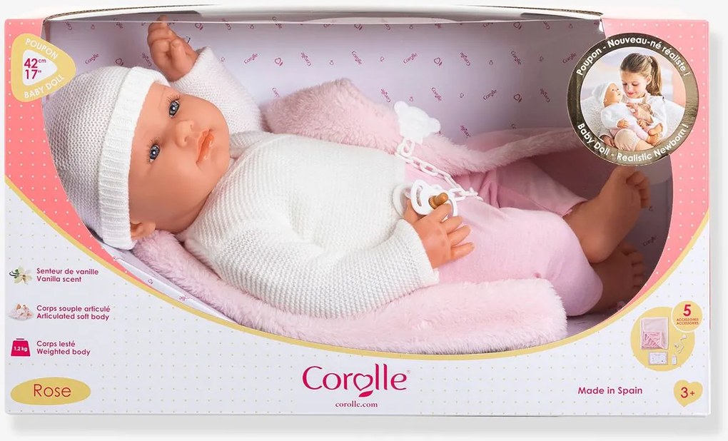 Boneca bebé recém-nascida 42 cm rosa