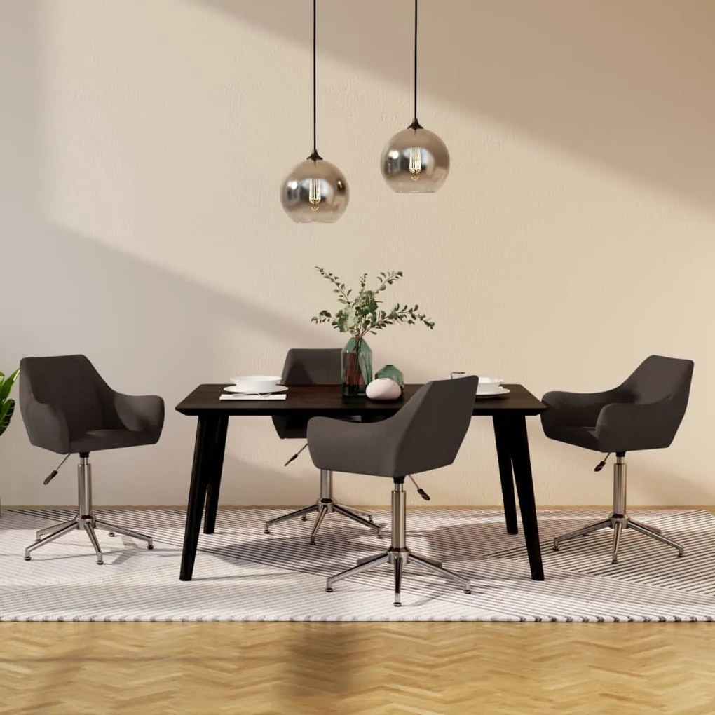 vidaXL Cadeiras de jantar giratórias 4 pcs tecido castanho-escuro