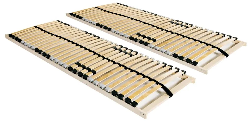 vidaXL Estrados de ripas 2 pcs com 28 ripas 7 zonas 80x200 cm