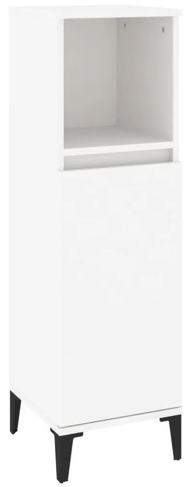3 pcs conjunto móveis casa de banho madeira processada branco
