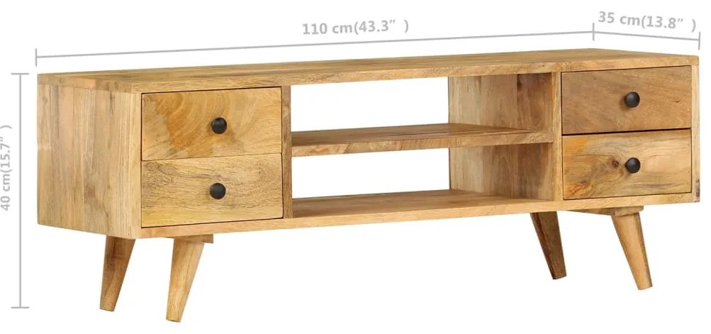 Móvel de TV 110x35x40 cm madeira de mangueira maciça