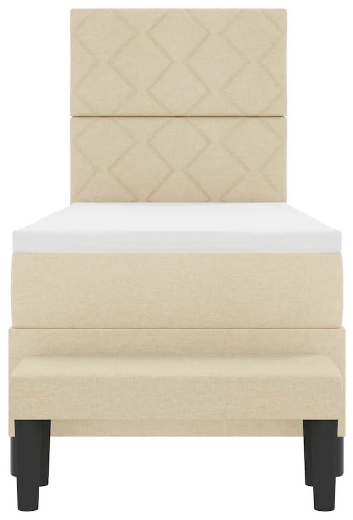 Cama Box Spring com Colchão e Banco Creme 80x200 cm Tecido