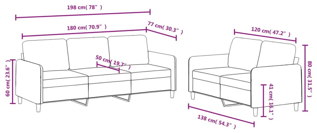 2 pcs conjunto de sofás veludo cinzento-claro