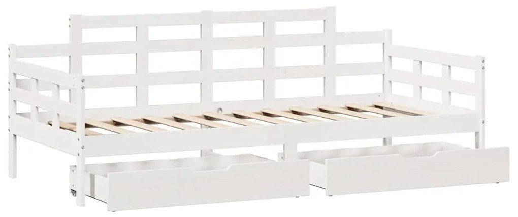 Sofá-cama c/ gavetas 90x200cm madeira de pinho maciça branco