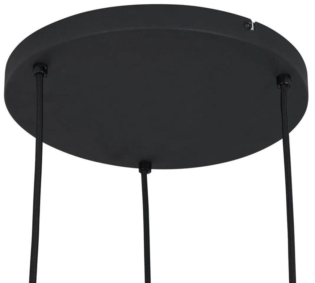 Candeeiro suspenso moderno preto com vidro fumado 3-luzes - Sheena