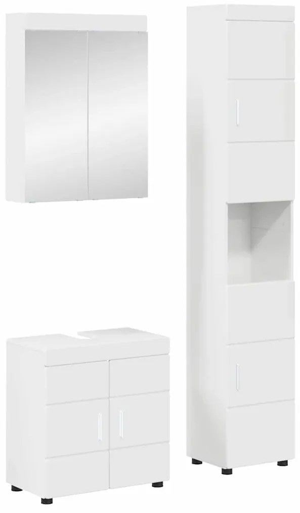 vidaXL Conjunto de Móveis para Banheiro TULUM Branco Brilhante