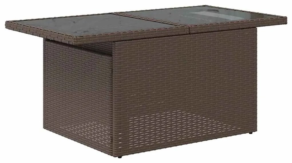 10 pcs conj. sofás jardim c/ almofadões vime PE/acácia castanho