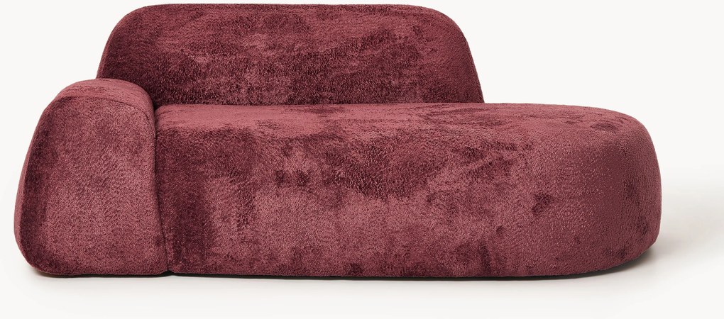 Sofá em teddy-bouclé com chaise longue Wolke (2 lugares)