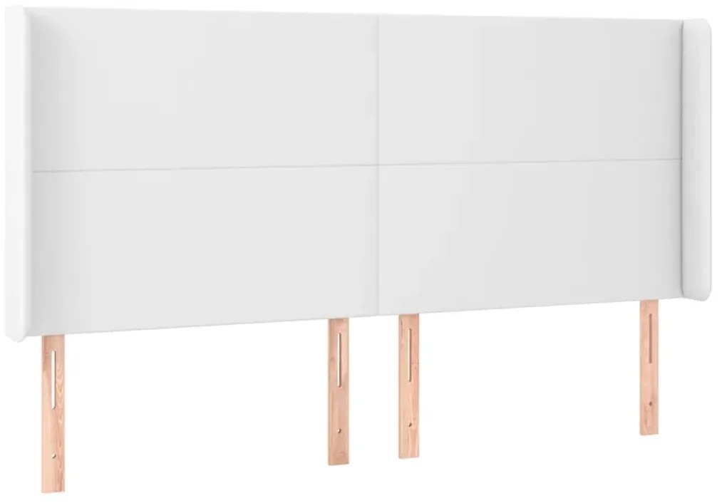 Cabeceira cama c/ LED couro artificial 163x16x118/128 cm branco