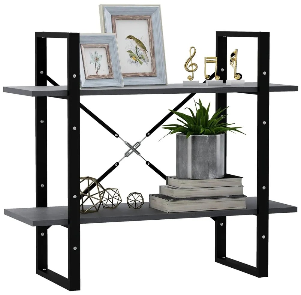 Estante com 2 prateleiras 80x30x70 cm pinho maciço cinzento