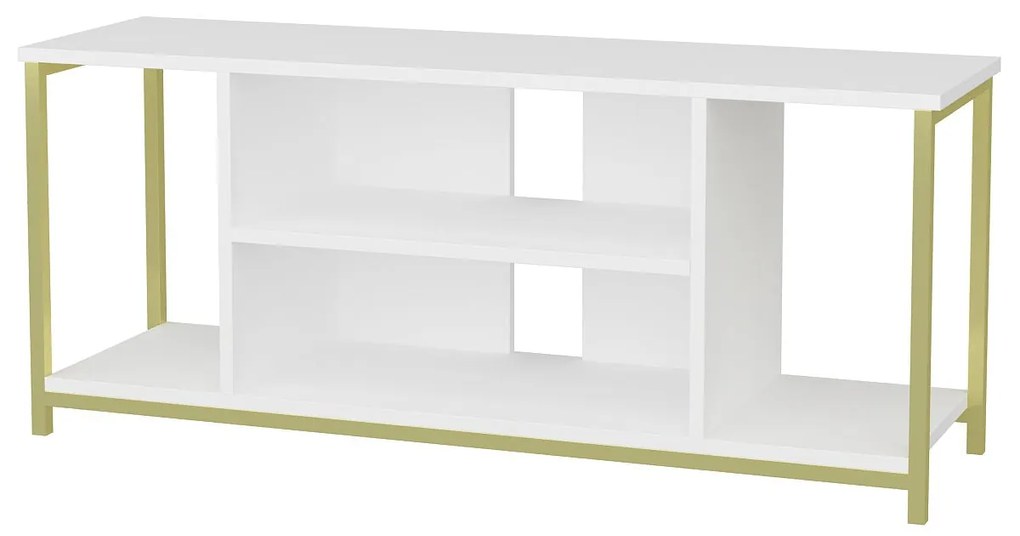 Móvel de TV Rinaldo – Branco e Dourado – 120 cm x 35 cm x 50,8 cm