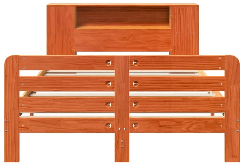 Cama sem colchão 160x200 cm madeira pinho maciço castanho-mel