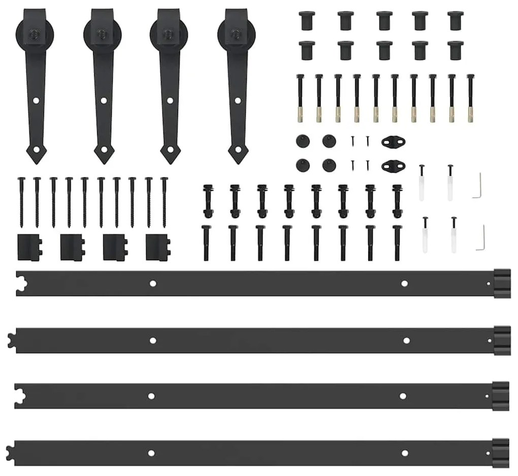 Kit de ferragens para porta deslizante 305 cm aço preto