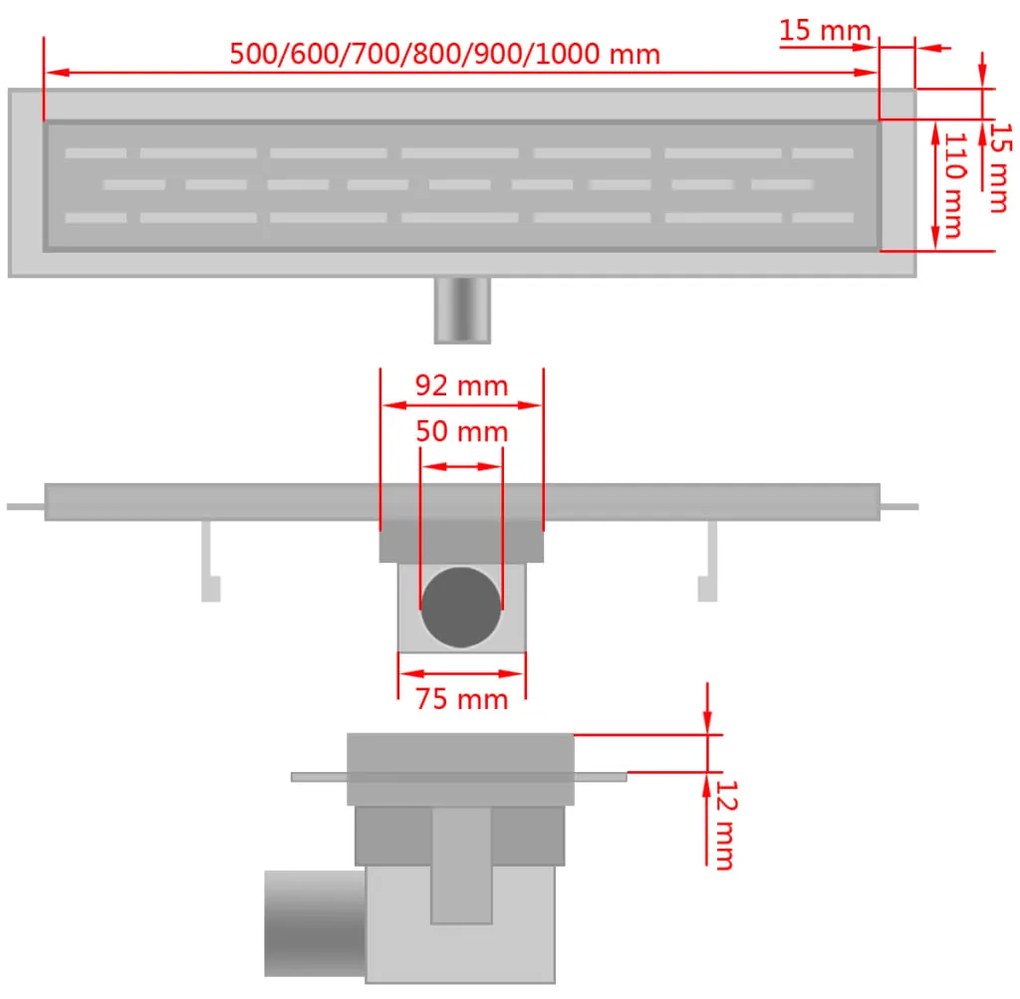 Dreno de chuveiro linear bolhas 1030x140 mm aço inoxidável