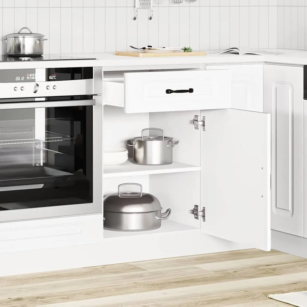 Armário de cozinha baixo Kalmar madeira artificial branca