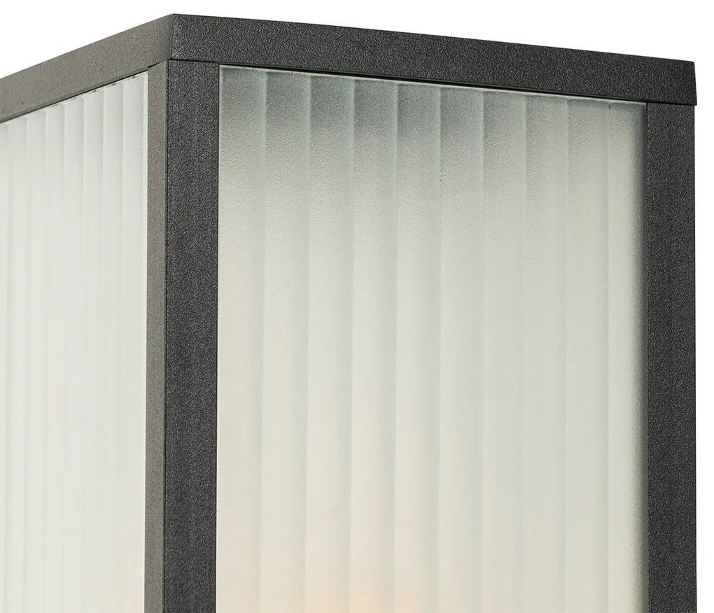 Candeeiro de pé exterior preto com vidro canelado 80 cm IP44 - Charlois Moderno