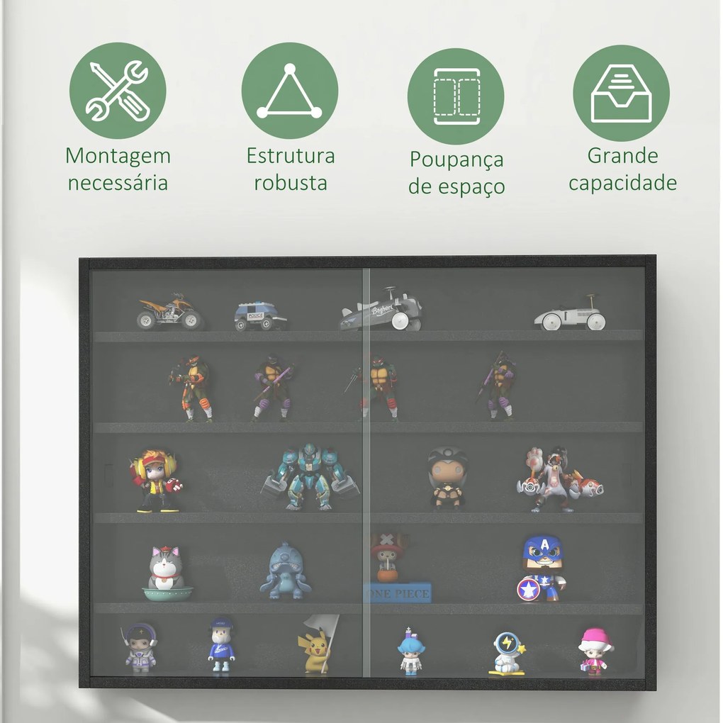 Vitrine de Parede de Madeira com Prateleiras Ajustáveis e 2 Portas Cor