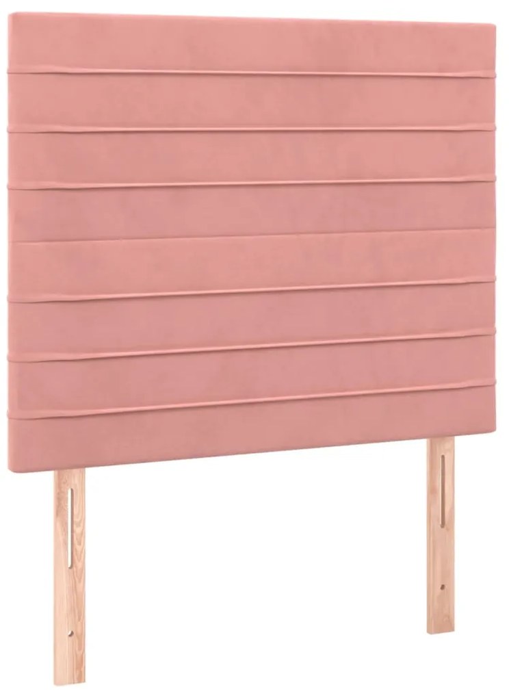 Cabeceira de cama c/ luzes LED veludo 100x5x118/128 cm rosa