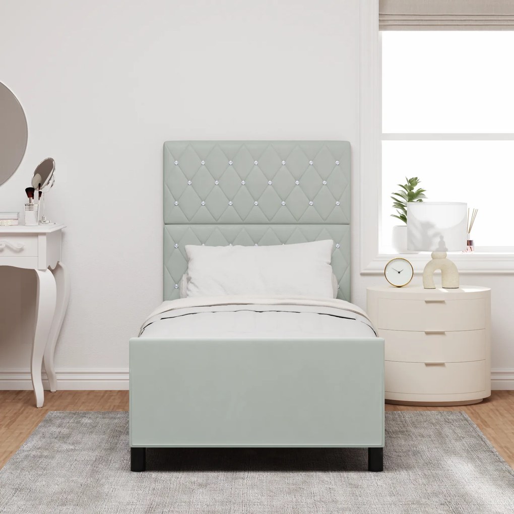 Estrutura da Cama vidaXL Cinzento claro 90x190 cm Veludo