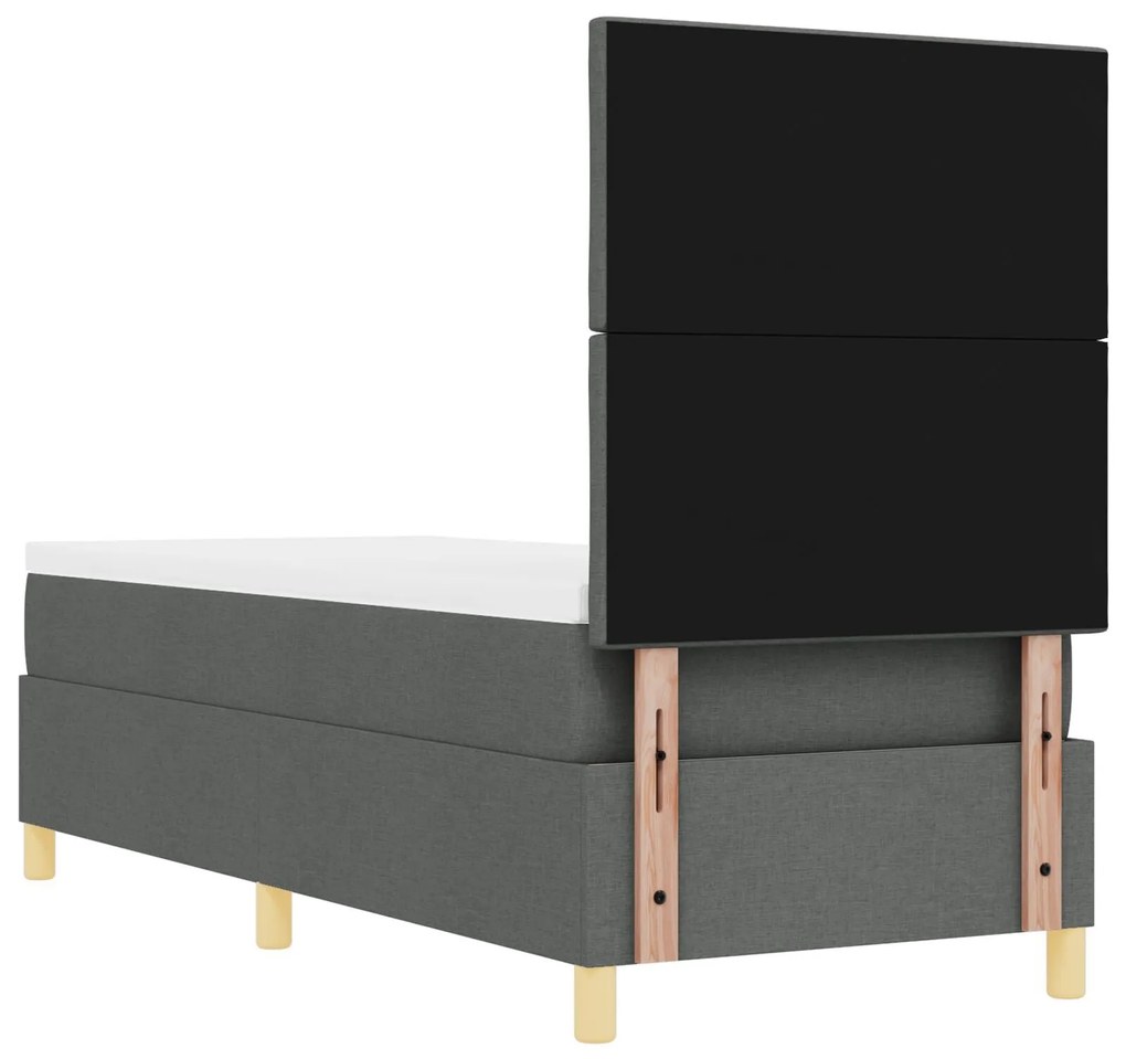 Cama Box Spring com Colchão Cinza Escuro 80x200 cm Tecido