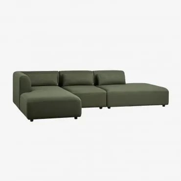 Sofá Modular Chaise Longue Esquerdo De 3 Peças Com Divã Fogler Tecido Pele De Borrego Amarelo Curri - Sklum